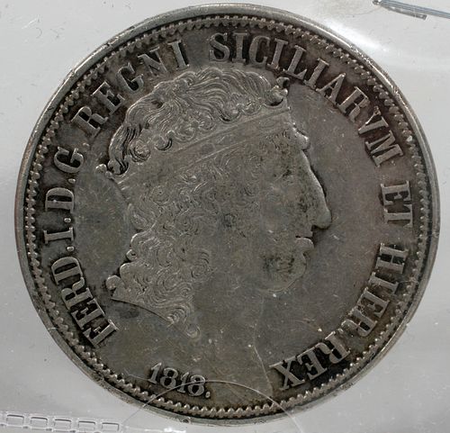 KING FERDINAND I  OF THE TWO SICILIES SILVER COIN 1818. 
