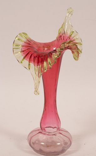 AMERICAN CRANBERRY JACK IN THE PULPIT  AMBERINA VASE  1830 H 10" 