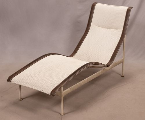 RICHARD SCHULTZ (1926-) LEATHER, WOOD, AND METAL CHAISE LOUNGE #1966-41 1966 H 34", W 22", L 63" 