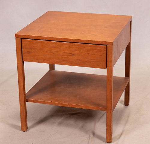 KNOLL MODERN OAK AND METAL TABLE 1920-2000 H 21", W 19.5"