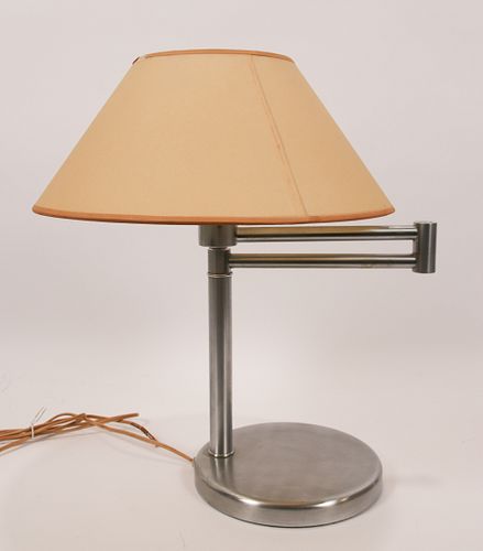 NESSEN STUDIOS METAL, SWING-ARM TABLE LAMP, GLASS GLOBE H 18" 