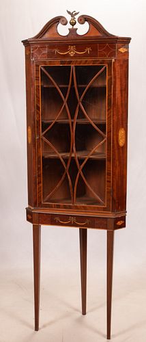FEDERAL STYLE MAHOGANY CORNER CABINET H 80" W 24" D 16" 