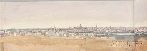George Heriot (Quebec/England, 1759-1839)      Panoramic View of Boston Harbor and Part of Charlestown with Bunker Hill, June