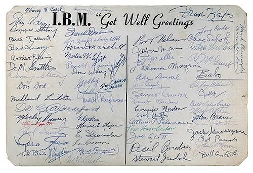 Jumber I.B.M. Get Well Greetings Postcard Signed by Scores of Members