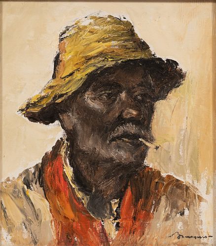 SIGNED OIL ON CANVAS H 14" W 12" BRAZILIAN MAN 