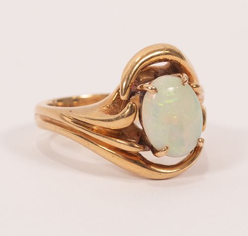 14KT GOLD & OPAL CABOCHON RING, SIZE 6, T.W. 9 GR 
