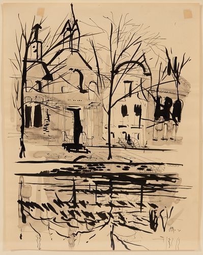 JAMES VAN SWEDEN (AMERICAN, 1935-2013) INK DRAWING ON PAPER, H 14", W 10" 