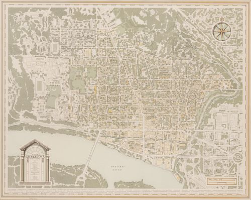 OUTERBRIDGE HORSEY, MAP OF PRESENT DAY GEORGETOWN 1993 H 21" W 27" HISTORIC LOCATIONS 