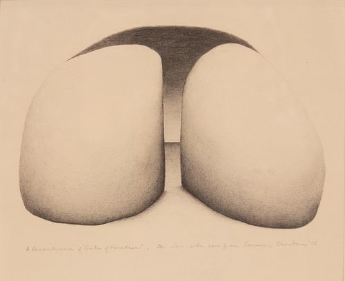 PENCIL ON PAPER, 1975, H 7" W 8.5'' BACKSIDE CHEEKS 