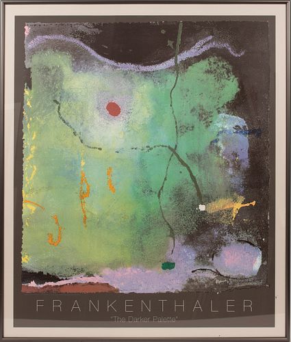 HELEN FRANKENTHALER, COLOR POSTER ON PAPER, 1998, H 41" W 33" "THE DARKER PALETTE" 