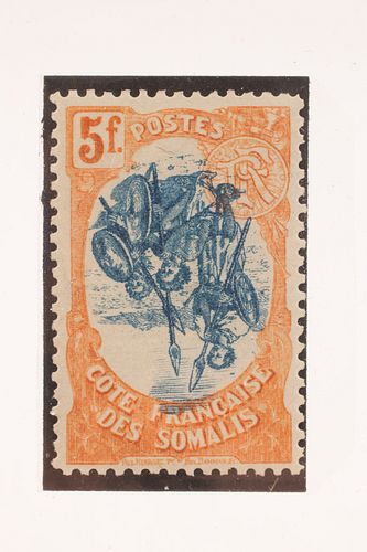 SOMALIS 5F. COTE FRANCAISE INVERTED WARRIORS STAMP (1) 