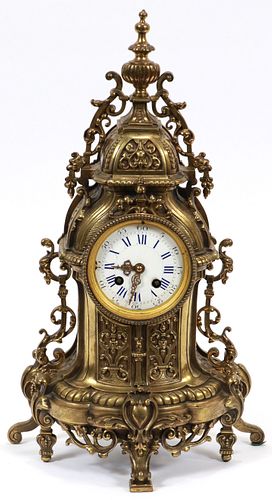 FRENCH BRONZE MANTLE CLOCK 19TH.C. H 18" W 10" 