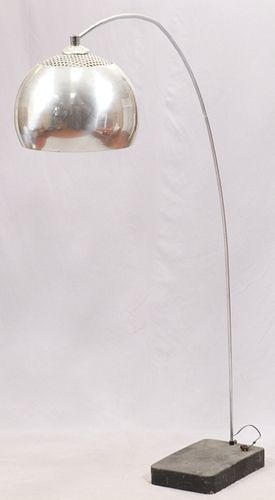 MID-CENTURY MODERN MARBLE & CHROME FLOOR LAMP, H 65", L 80"
