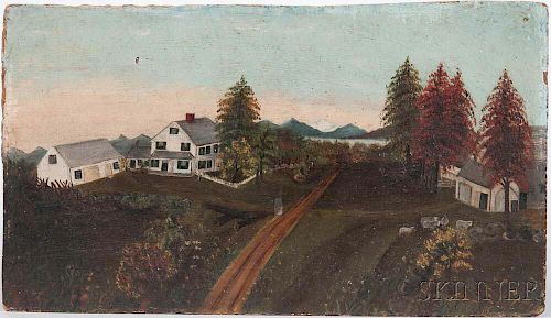 American School, Late 19th Century      Landscape with White Farmhouse