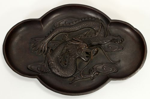 CHINESE QING, BRONZE PLATE, W 5", L 7 1/2" 