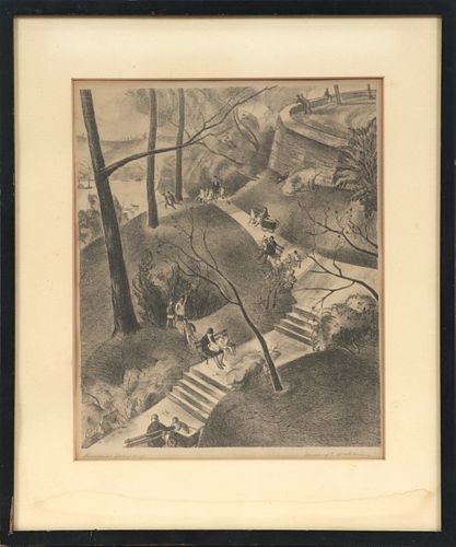 MILDRED EMERSON WILLIAMS (AMER, 1892-1967), LITHOGRAPH, H 12", W 9.75", "RIVERSIDE DRIVE N.Y.C." 