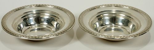 PAIR ROGERS STERLING BONBON DISHES 2 H 1" DIA 6" 