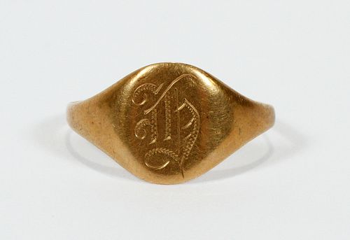 14KT YELLOW GOLD SIGNET RING SIZE 10.5 