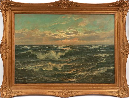PATRICK VON KALCKREUTH (GERMAN, 1892-70), OIL ON CANVAS, H 27", L 40", SEASCAPE 