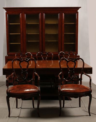 MEYER GUNTHER MARTINI MAHOGANY DINING SET, BREAKFRONT, SERVER, TABLE, 8 CHAIRS; 11 PCS 