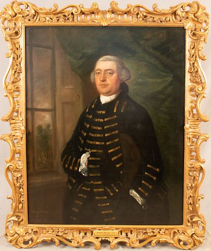 THOMAS GAINSBOROUGH R.A. (ENGLISH, 1727-88), OIL ON CANVAS, 1762, H 50 1/2" W 39", PORTRAIT OF WILLIAM HANSON ESQ. OF LONDON 