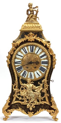 FRENCH BOULLE CHOZIER MANTEL CLOCK, LATE 19TH/EARLY 20TH C., H 32", W 15"