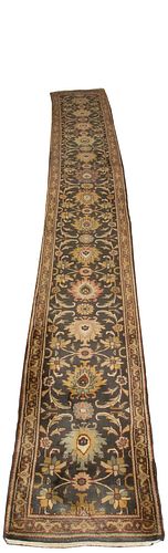 INDO-PERSIAN HANDWOVEN WOOL RUNNER, W 2' 6", L 19' 9" 