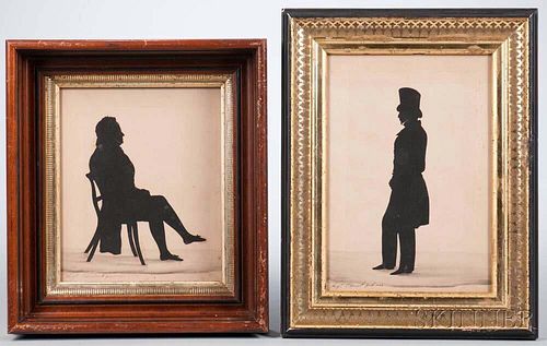 August Edouart (French/American, 1789-1861)    Two Silhouettes of Gentlemen