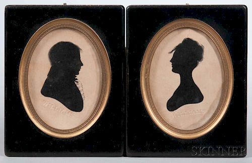 Pair of Hollow-cut Silhouette Portraits of a Man and a Woman