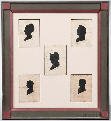 Five Silhouette Portraits in a Common Frame