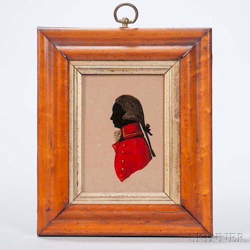 English School, Late 18th Century      Silhouette of a Gentleman in a Red Coat