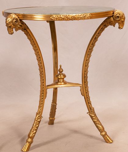 FRENCH EMPIRE STYLE BRONZE DORÉ & MARBLE GUÉRIDON, EARLY/MID 20TH C. H 30", DIA 26"