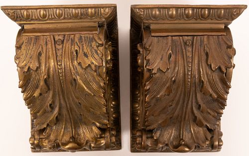 FRENCH BRONZE CORBALS, 19TH.C. H 7" W 5.5" 