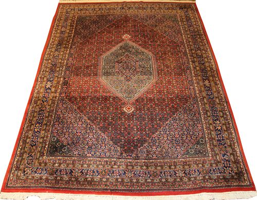 INDIAN HAND WOVEN WOOL RUG, W 8', L 10'