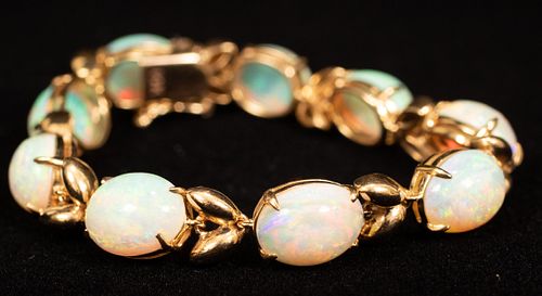 OPAL AND 14KT YELLOW GOLD  BRACELET  L 6.5" 