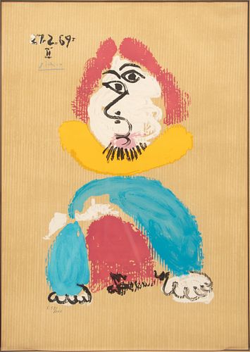 AFTER PABLO PICASSO (1881-1973) LITHOGRAPH IN COLORS, ON WOVE PAPER 1969 F.57/250 H 27" W 19 1/4" UNTITLED, FROM IMAGINARY PORTRAITS 