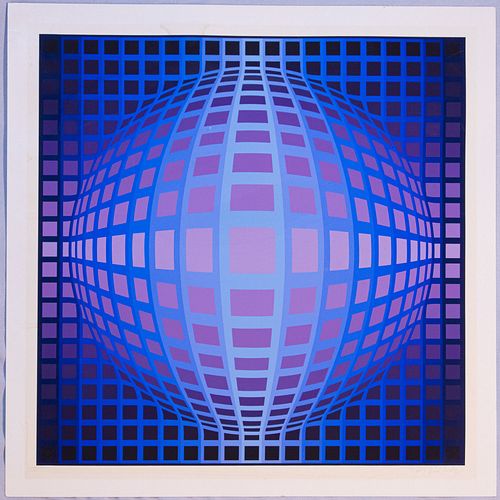 VICTOR VASARELY (FRENCH/HUNGARIAN, 1906–1997) SCREENPRINT IN COLORS, ON HEAVY WOVE PAPER, H 23.5" W 23.5" COMPOSITION 