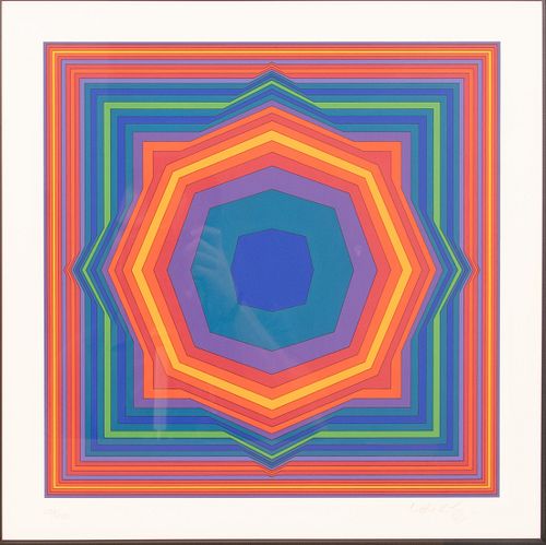 VICTOR VASARELY (FRENCH/HUNGARIAN, 1906–1997) SCREENPRINT IN COLORS, ON WOVE PAPER, 1988 H 16.125" W 16.125" ATTA 