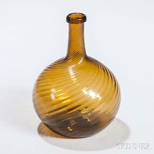 Blown Amber Glass Bottle
