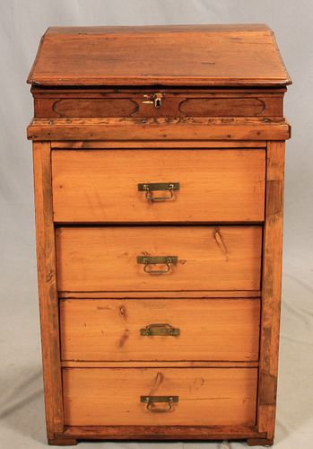 PINE CABINET WITH WRITING DESK TOP, 19TH C, H 17", W 29"