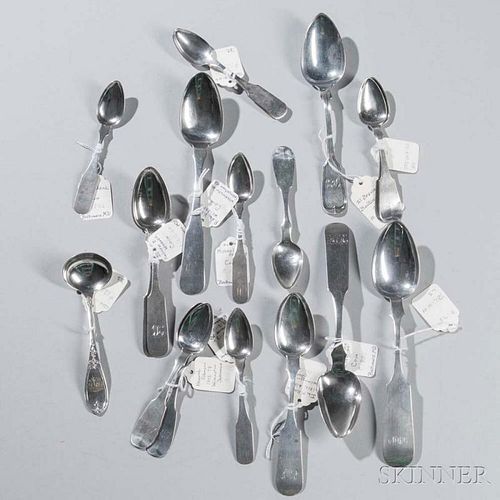 Seventeen Maryland and Delaware Coin Silver Spoons