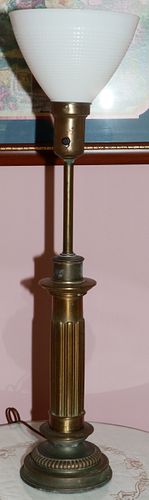 BRASS TABLE LAMP, H 24"