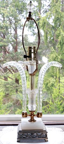 VENETIAN GLASS & BRASS LAMP, H 19"