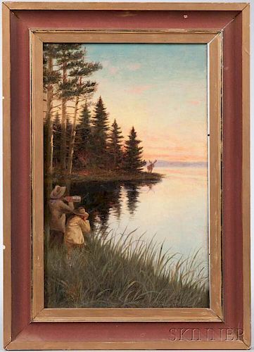 William T. Robinson (Massachusetts, 1852-1934)      Moose Hunters at Sunrise