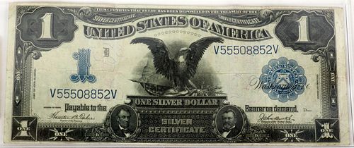 U.S. $1.DOLLAR SILVER CERTIFICATE BLACK EAGLE LINCOLN/GRANT 1899 AS IS H 6" W 9" 