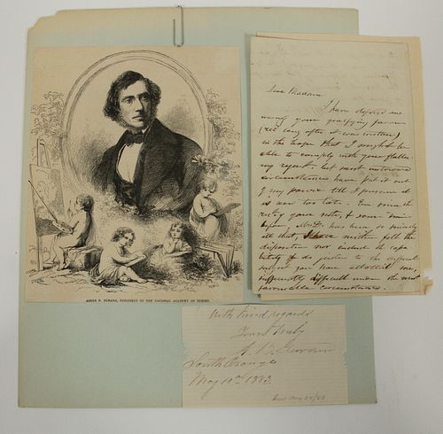 ASHER BROWN DURAND (AMER, 1796-1886) HAND-WRITTEN NOTES, 19TH C, 2 PCS, H 7.5"-11"