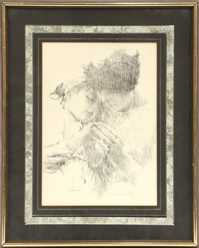 EDNA GLAUBMAN,1919 - 86, RUBBING ON PAPER, H 13", L 9.75", "THIS LITTLE PIGGY" 
