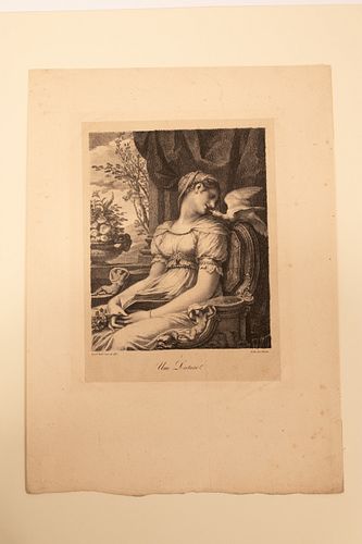 PIERRE-PAUL PRUD'HON (FRENCH, 1758–1823) LITHOGRAPH IN BLACK AND WHITE, ON WOVE PAPER, 1822 H 8.625" W 6.25" UNE LECTURE 