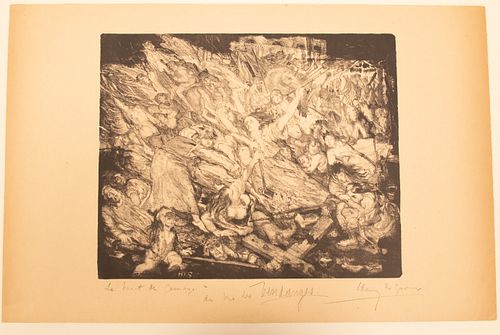 HENRY DE GROUX LITHOGRAPH, ON WOVE PAPER H 12.875" W 19.75" LE HEART DE CARNAGE 