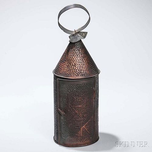Phi Sigma Kappa Fraternity Punched Sheet Copper Candle Lantern